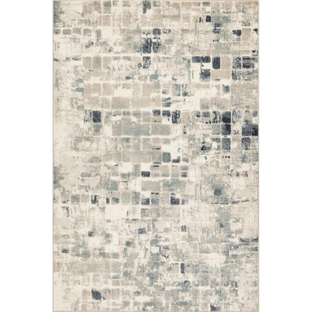 Palacedesigns Beige & Blue Abstract Tiles Distressed Area Rug - 8 x 11 ft. PA3664750